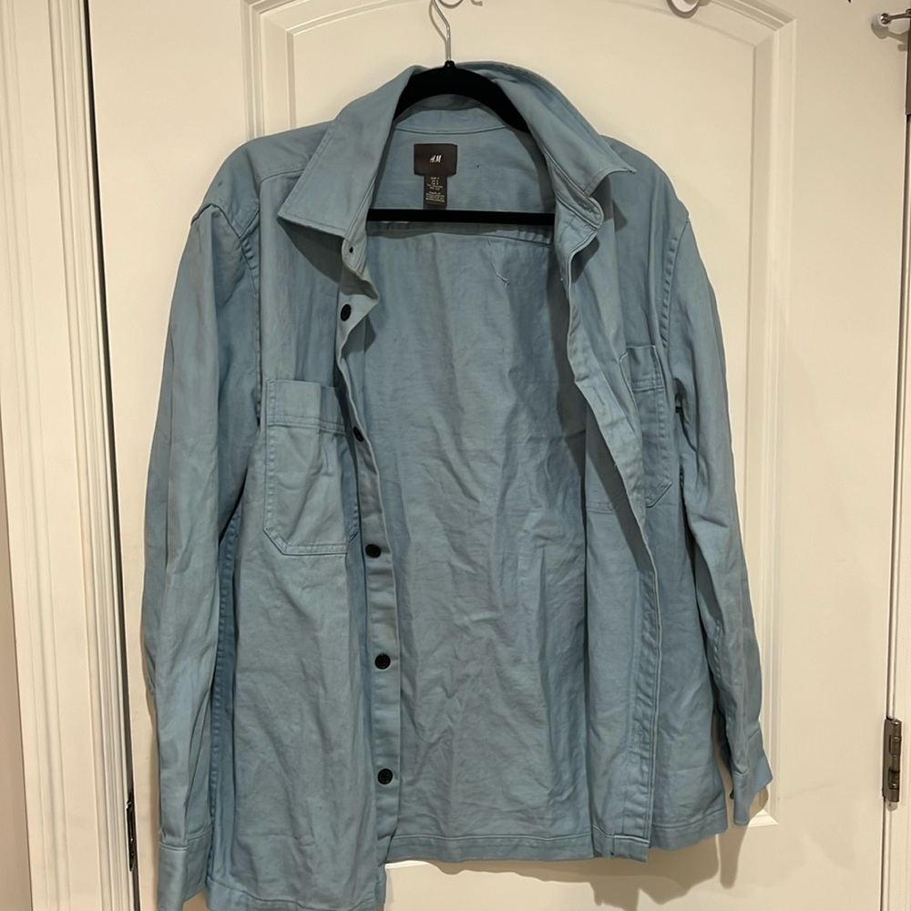 Light blue denim heavy button down jacket